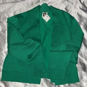 Anne Klein Green cropped cardigan NWT
